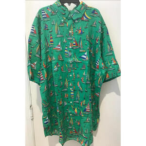 RALPH LAUREN - 100% LINEN Regatta Sailboat Yachting XLT Hawaiian Aloha Shirt